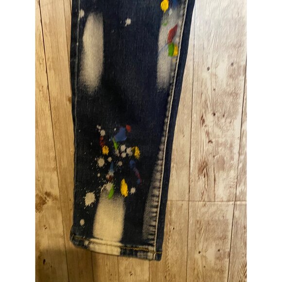Women's Paint Splattered High Rise Denim Blue Jeans High-Rise Size 28" X 28" - Picture 3 of 12